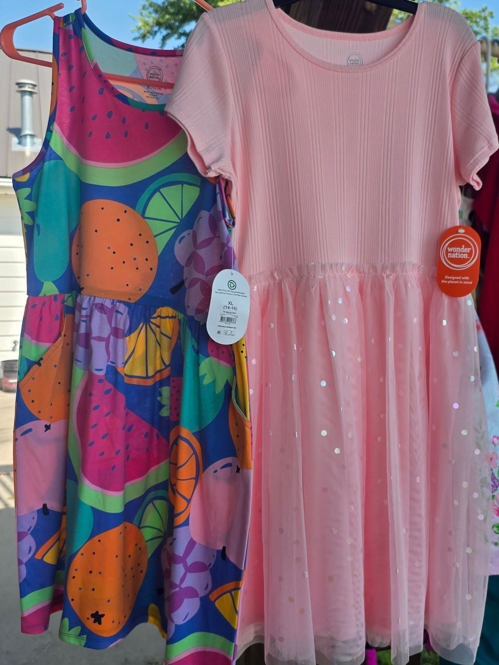 wonder nation Pink Tulle Dress & Fruit-Print Sleeveless Dress